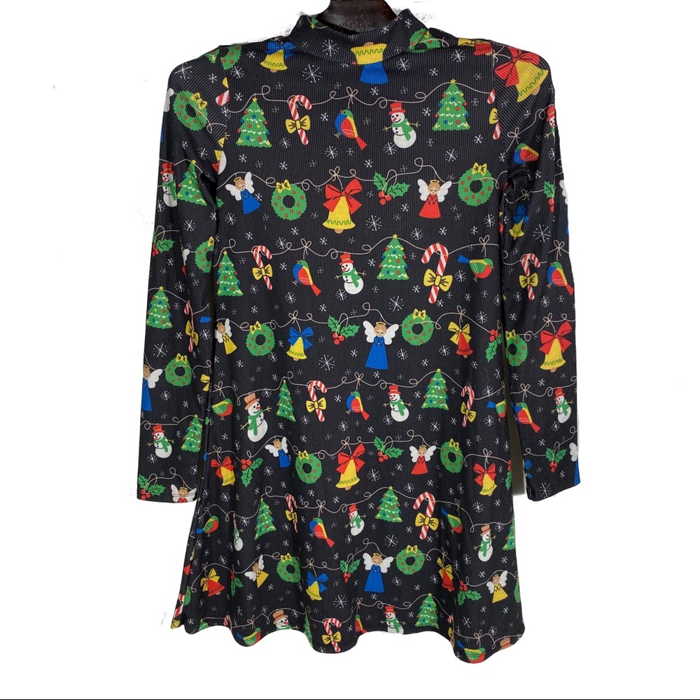 Christmas Theme Long Sleeve Mini Dress Tunic